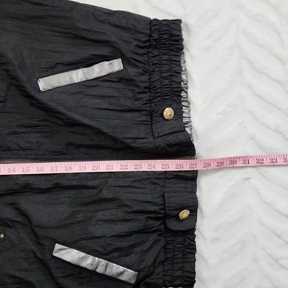 *Vintage Reversible Black Metallic Windbreaker Jacket Full Zip Oversized - Picture 11 of 11